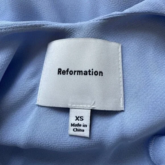 NEW Reformation Martine Midi Asymmetric Dress Ice Water Light Blue | size XS - Picture 13 of 13